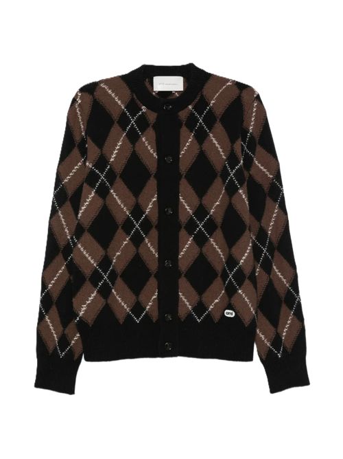 Cardigan a rombi in lana Ami Paris | HKC400.KN0202A352 BLACK/CHOCOLATE